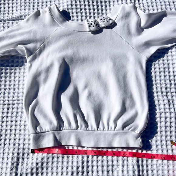 Boat Neck Top w/ Three-Quarter Cuffed Sleeves & Sequin Decorated Bow at Neck - Picture 10 of 14